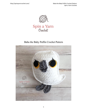 Baba the Baby Puffin crochet pattern cover image.