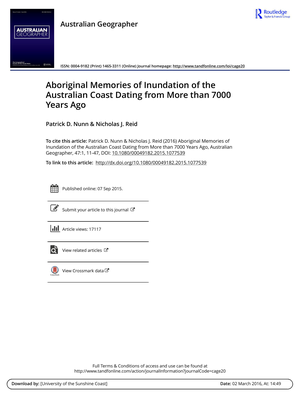 Aboriginal memories of coastal drowning cover image.