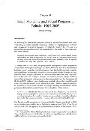 Infant Mortality And Social Progress In Britain 1905-2005 cover image.