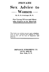 Cover of Private Sex Advice to Women: For Young Wives and those who Expect to be Married