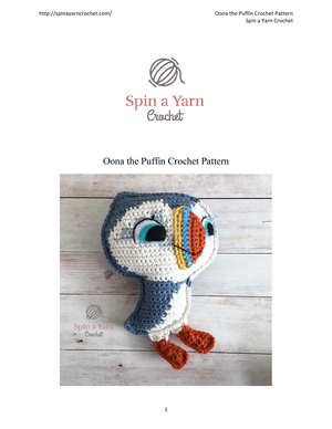 Oona the Puffin crochet pattern cover image.