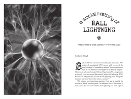 A Social History of Ball Lightning: The Chimera That Came in From the Cold (Darklore, Volume 8) cover image.
